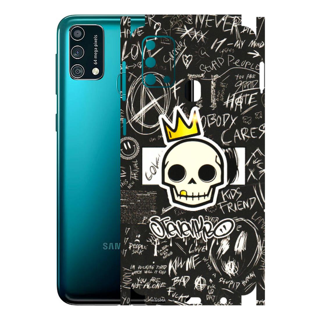 Samsung M/F/Note/Flip and C Phone Skins (All Models) - Funny Skull Black Chalk Grafitti - 3D Embossed Finish (L-22) Samsung Galaxy F41