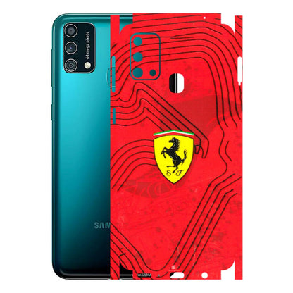 Samsung M/F/Note/Flip and C Phone Skins (All Models) - Red Ferrari Logo Stylish - 3D Embossed Finish (L-238) Samsung Galaxy F41