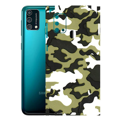 Samsung M/F/Note/Flip and C Phone Skins (All Models) - Camouflages White And Green - 3D Embossed Finish (L-243) Samsung Galaxy F41