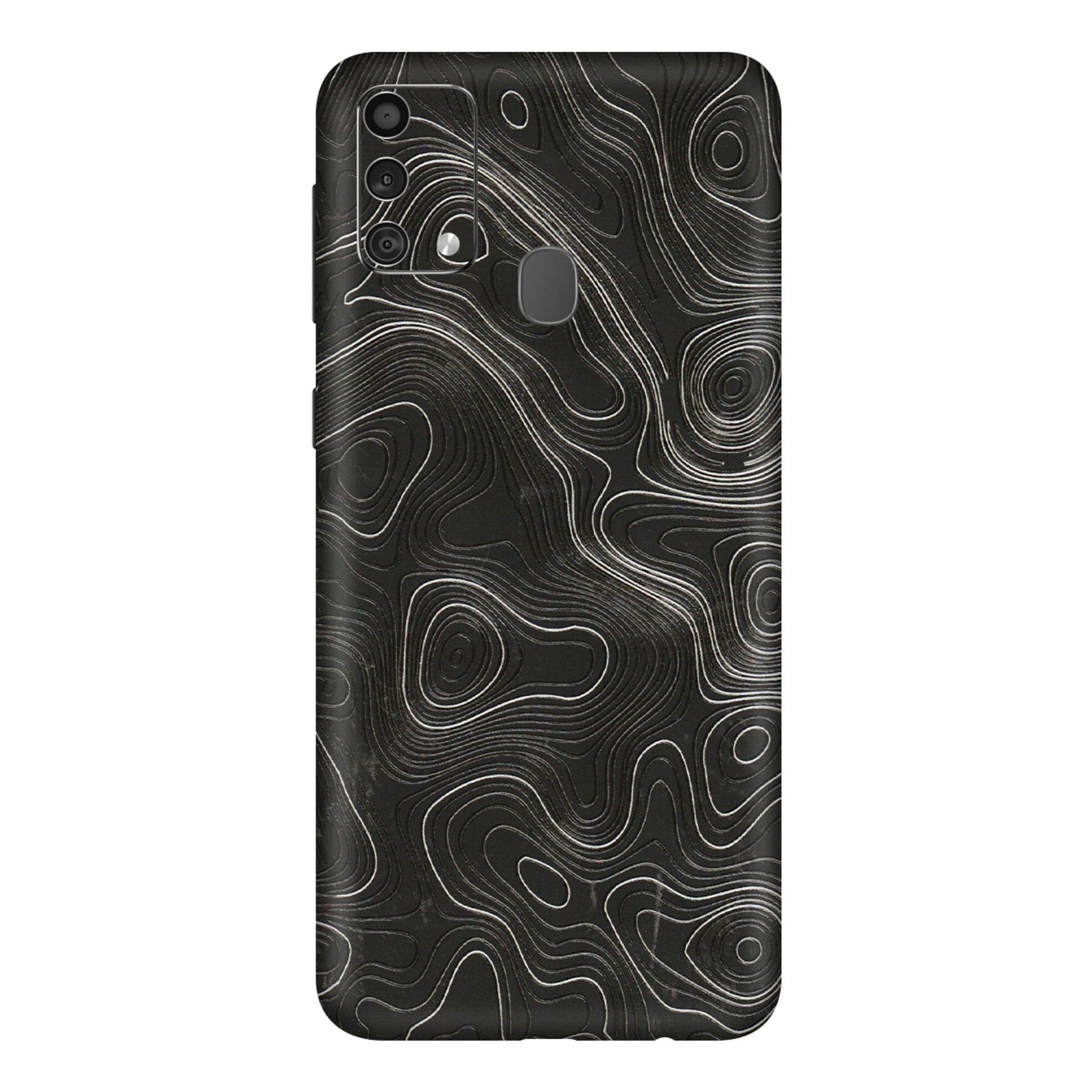 Samsung M/F/Note/Flip and C Phone Skins (All Models) - Abstract White Line Map - 3D Embossed Finish (L-269) Samsung Galaxy F41