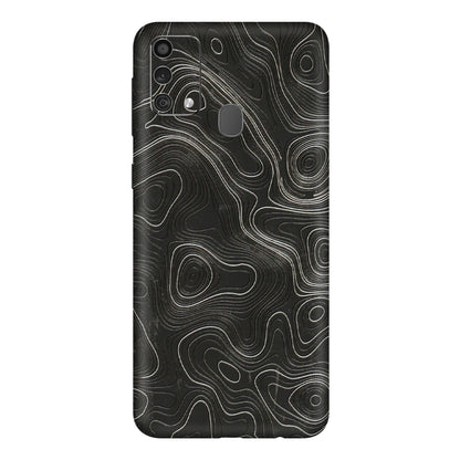 Samsung M/F/Note/Flip and C Phone Skins (All Models) - Abstract White Line Map - 3D Embossed Finish (L-269) Samsung Galaxy F41