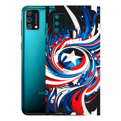 Samsung M/F/Note/Flip and C Phone Skins (All Models) - Captain America Logo - 3D Embossed Finish (L-307) Samsung Galaxy F41