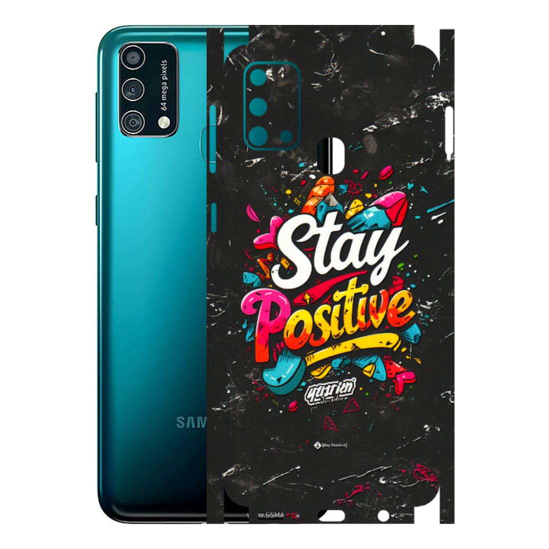 Samsung M/F/Note/Flip and C Phone Skins (All Models) - Stay Positive Black - 3D Embossed Finish (L-31) Samsung Galaxy F41