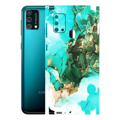 Samsung M/F/Note/Flip and C Phone Skins (All Models) - The Blue Gold Marble - Matte Finish (M-124) Samsung Galaxy F41