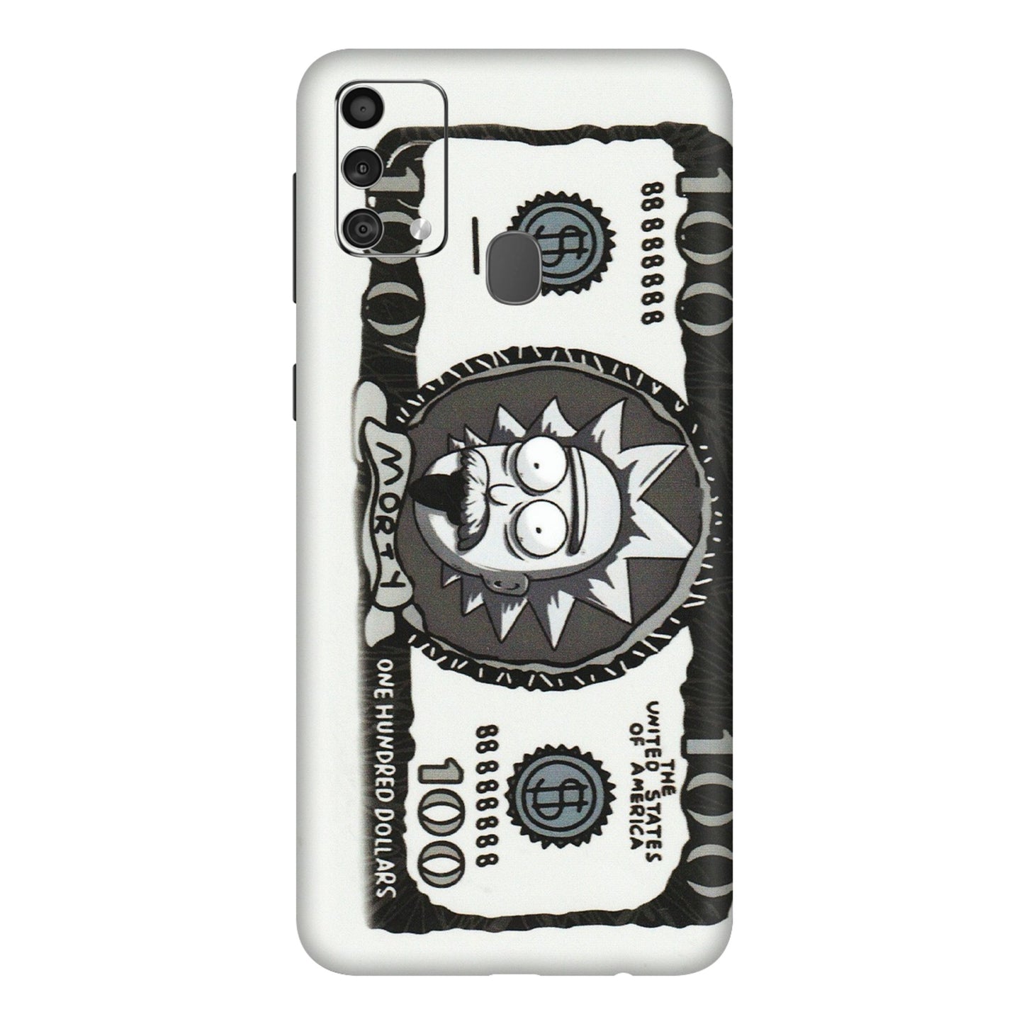 Samsung M/F/Note/Flip and C Phone Skins (All Models) - Rick And Morty Hundred Dollar Anime - Matte Finish (M-161) Samsung Galaxy F41