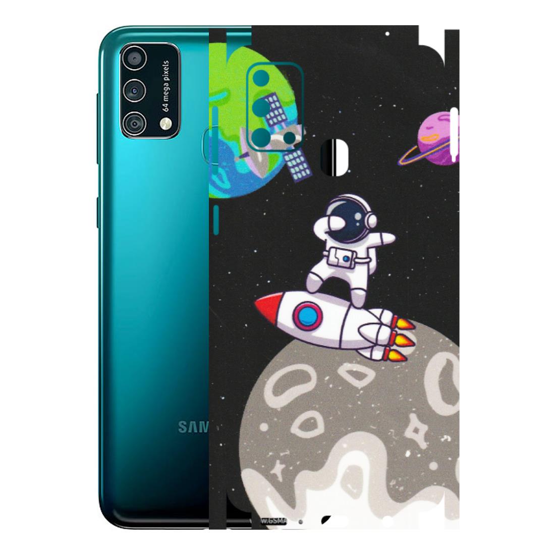 Samsung M/F/Note/Flip and C Phone Skins (All Models) - Astronaut Vibing Toon Running - Matte Finish (M-39) Samsung Galaxy F41