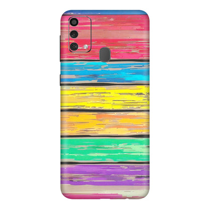 Samsung M/F/Note/Flip and C Phone Skins (All Models) - Multi Colour Wooden Wall - Matte Finish (M-96) Samsung Galaxy F41