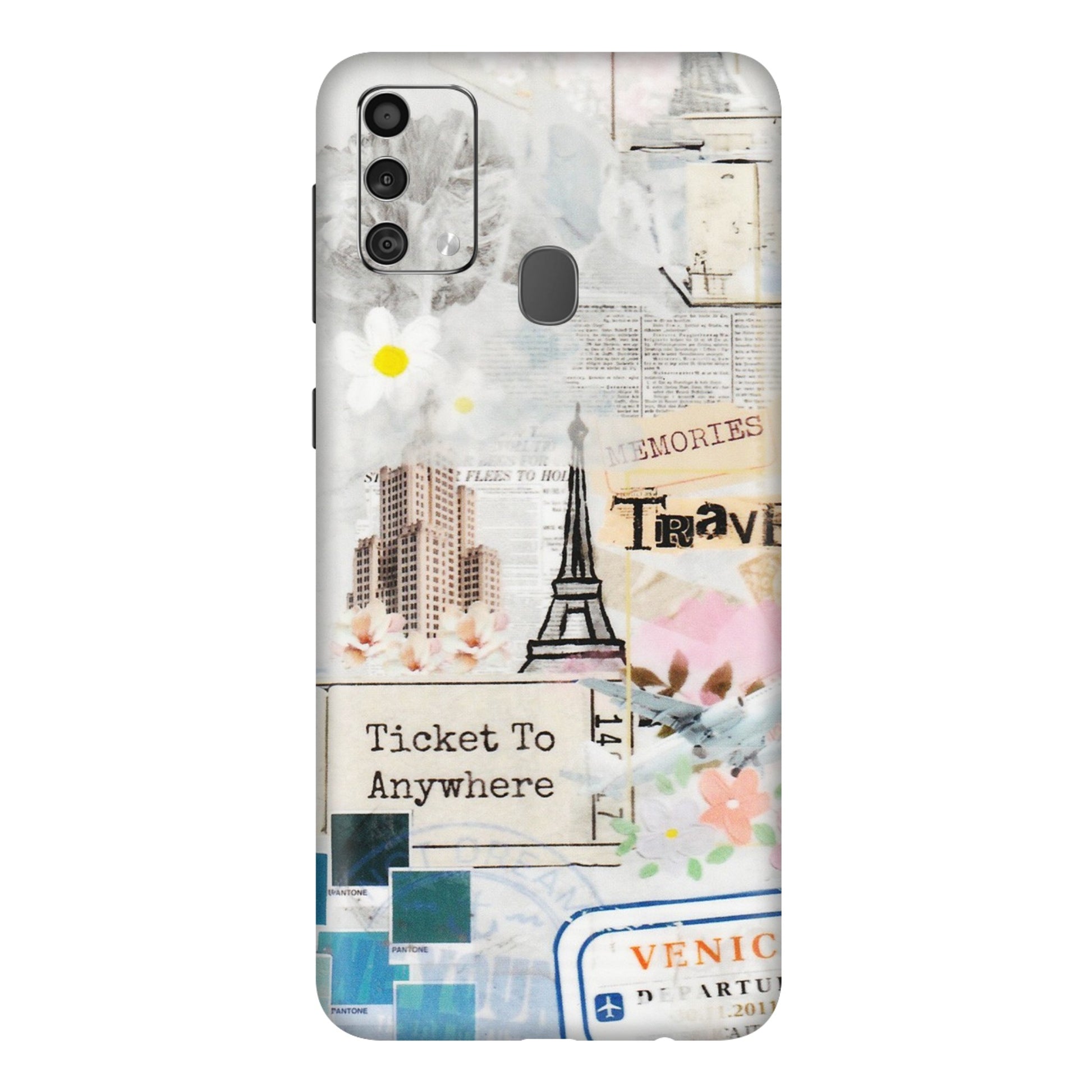 Samsung M/F/Note/Flip and C Phone Skins (All Models) - Travel Memories - Transparent Finish (T-09) Samsung Galaxy F41