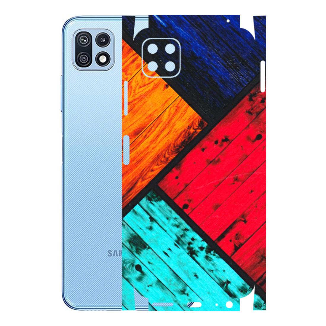 Samsung M/F/Note/Flip and C Phone Skins (All Models) - Colourful Wood Panels Abstract - 3D Embossed Finish (L-09) Samsung Galaxy F42 (5G)