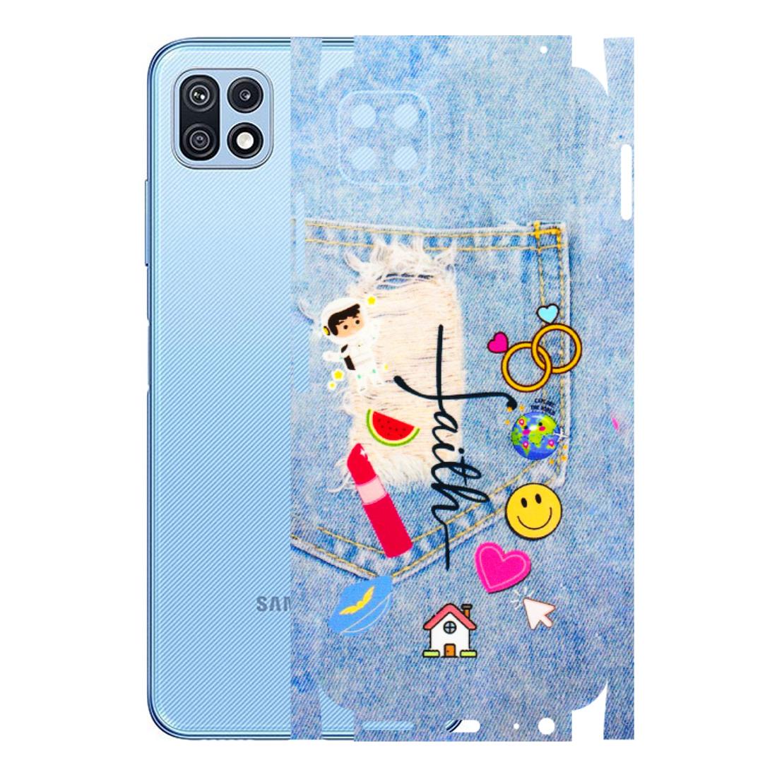 Samsung M/F/Note/Flip and C Phone Skins (All Models) - Denim Jeans Pocket - 3D Embossed Finish (L-134) Samsung Galaxy F42 (5G)