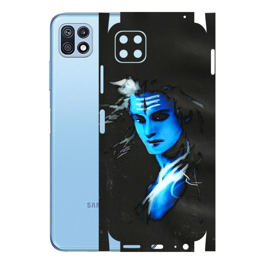 Samsung M/F/Note/Flip and C Phone Skins (All Models) - Har Har Mahadev Blue/Black - 3D Embossed Finish (L-185) Samsung Galaxy F42 (5G)
