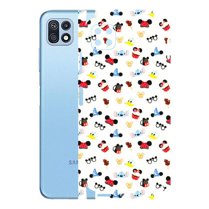 Samsung M/F/Note/Flip and C Phone Skins (All Models) - Minnie Mouse & Donald Doodles s - 3D Embossed Finish (L-194) Samsung Galaxy F42 (5G)