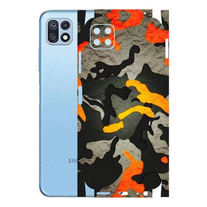 Samsung M/F/Note/Flip and C Phone Skins (All Models) - Orange Camouflage - 3D Embossed Finish (L-204) Samsung Galaxy F42 (5G)