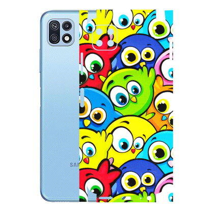Samsung M/F/Note/Flip and C Phone Skins (All Models) - Cute Fluffy Birds - 3D Embossed Finish (L-213) Samsung Galaxy F42 (5G)