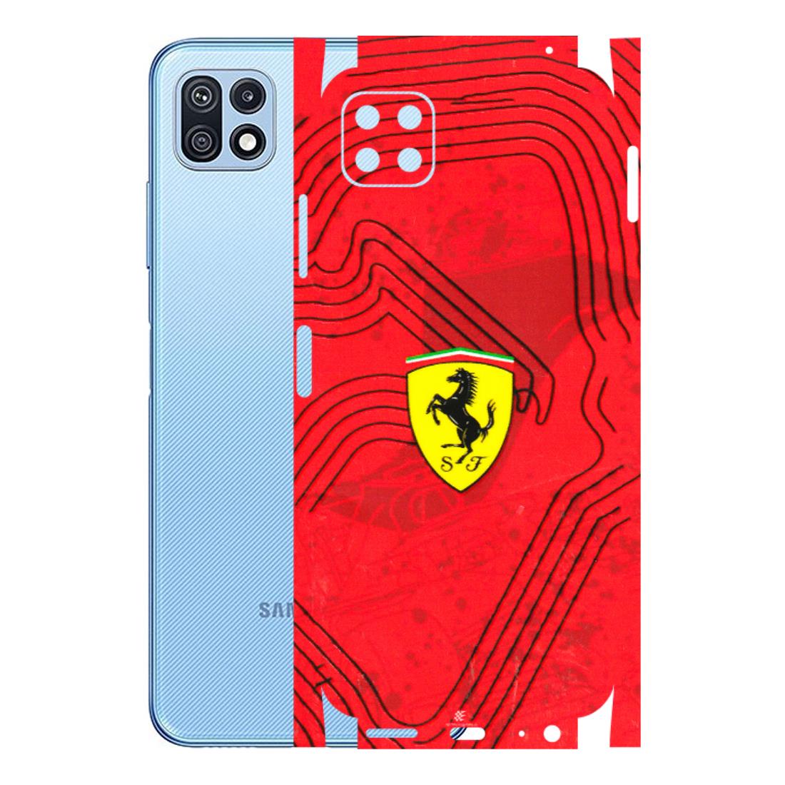 Samsung M/F/Note/Flip and C Phone Skins (All Models) - Red Ferrari Logo Stylish - 3D Embossed Finish (L-238) Samsung Galaxy F42 (5G)