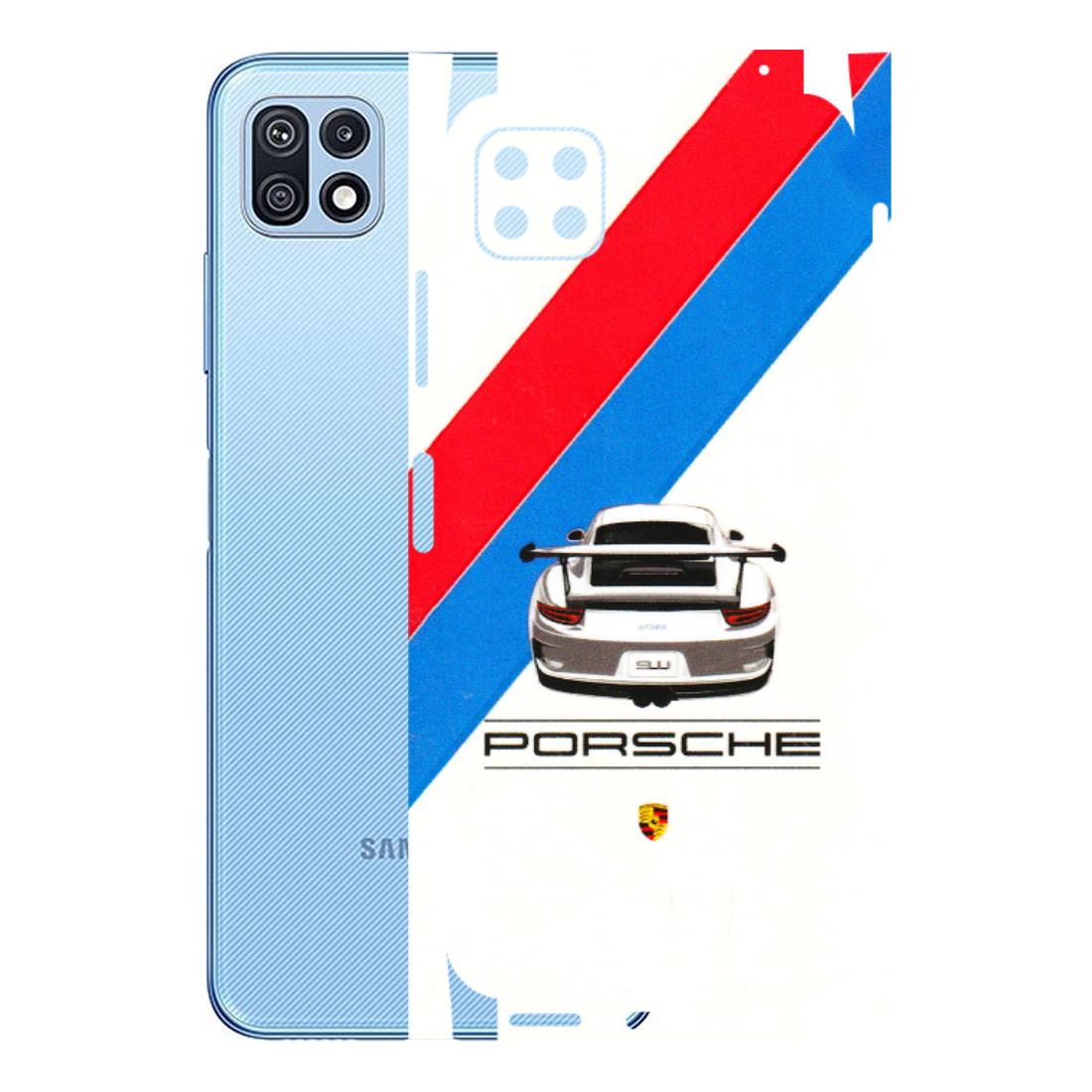 Samsung M/F/Note/Flip and C Phone Skins (All Models) - Porche Car Sober Logo - 3D Embossed Finish (L-248) Samsung Galaxy F42 (5G)