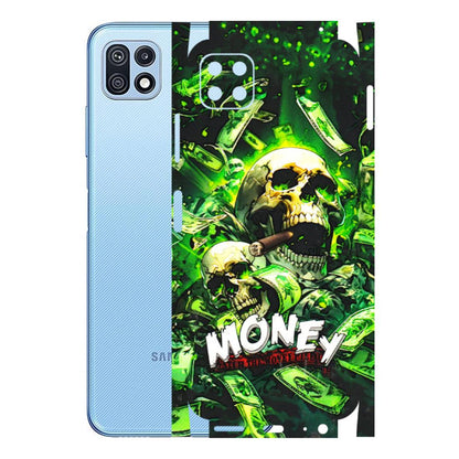 Samsung M/F/Note/Flip and C Phone Skins (All Models) - Skull Money - 3D Embossed Finish (L-303) Samsung Galaxy F42 (5G)