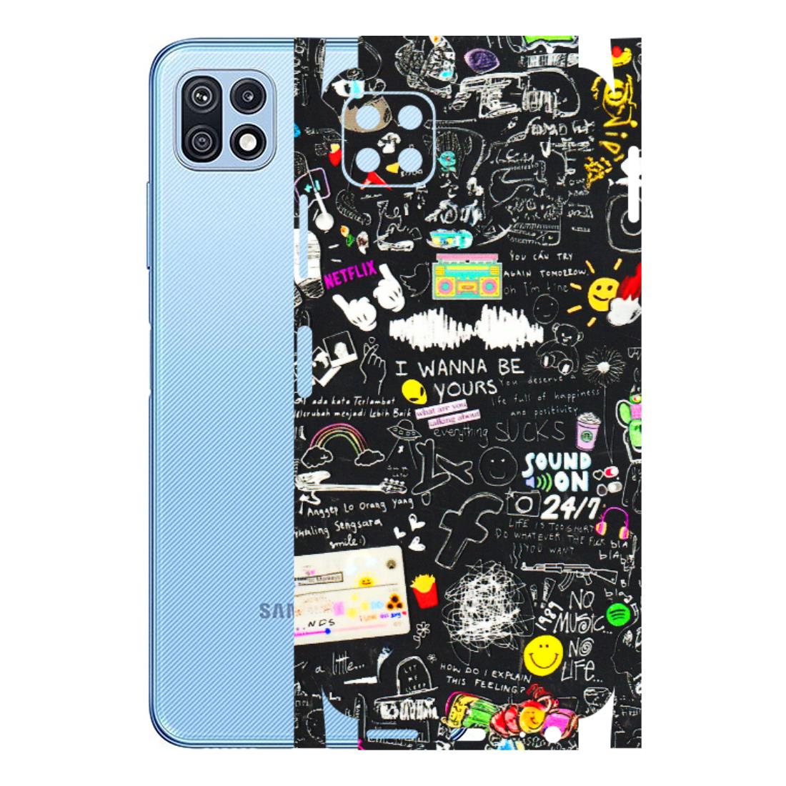 Samsung M/F/Note/Flip and C Phone Skins (All Models) - Black Creatives Doodles - 3D Embossed Finish (L-311) Samsung Galaxy F42 (5G)