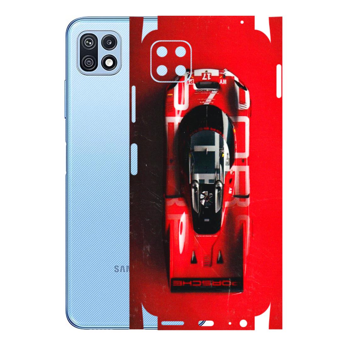 Samsung M/F/Note/Flip and C Phone Skins (All Models) - Red Porsche Car Logo - 3D Embossed Finish (L-315) Samsung Galaxy F42 (5G)