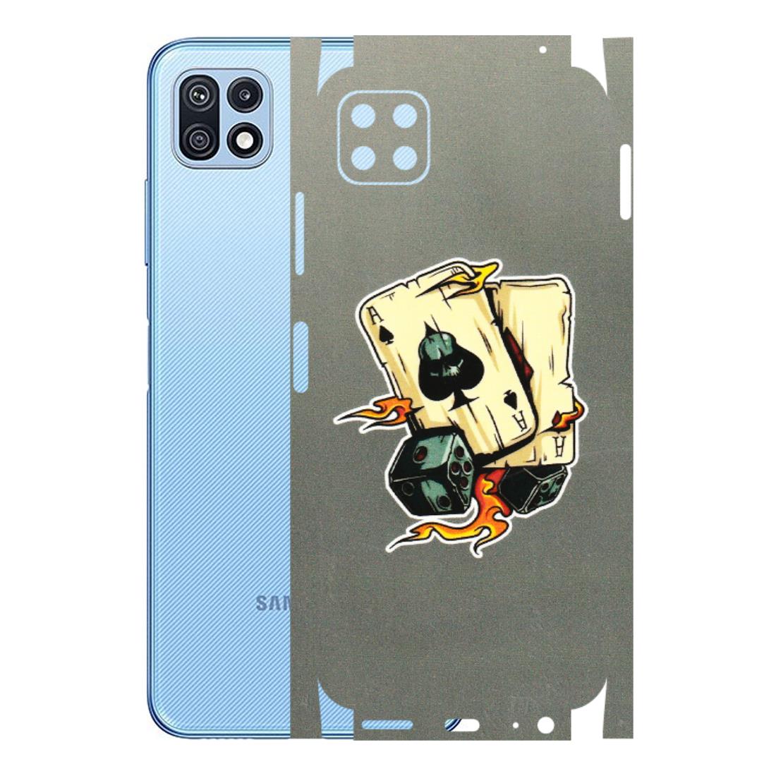 Samsung M/F/Note/Flip and C Phone Skins (All Models) - Grey Cards Of Ace - 3D Embossed Finish (L-77) Samsung Galaxy F42 (5G)