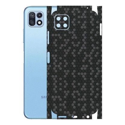 Samsung M/F/Note/Flip and C Phone Skins (All Models) - Black Grey Honeycomb Sober - 3D Embossed Finish (L-85) Samsung Galaxy F42 (5G)
