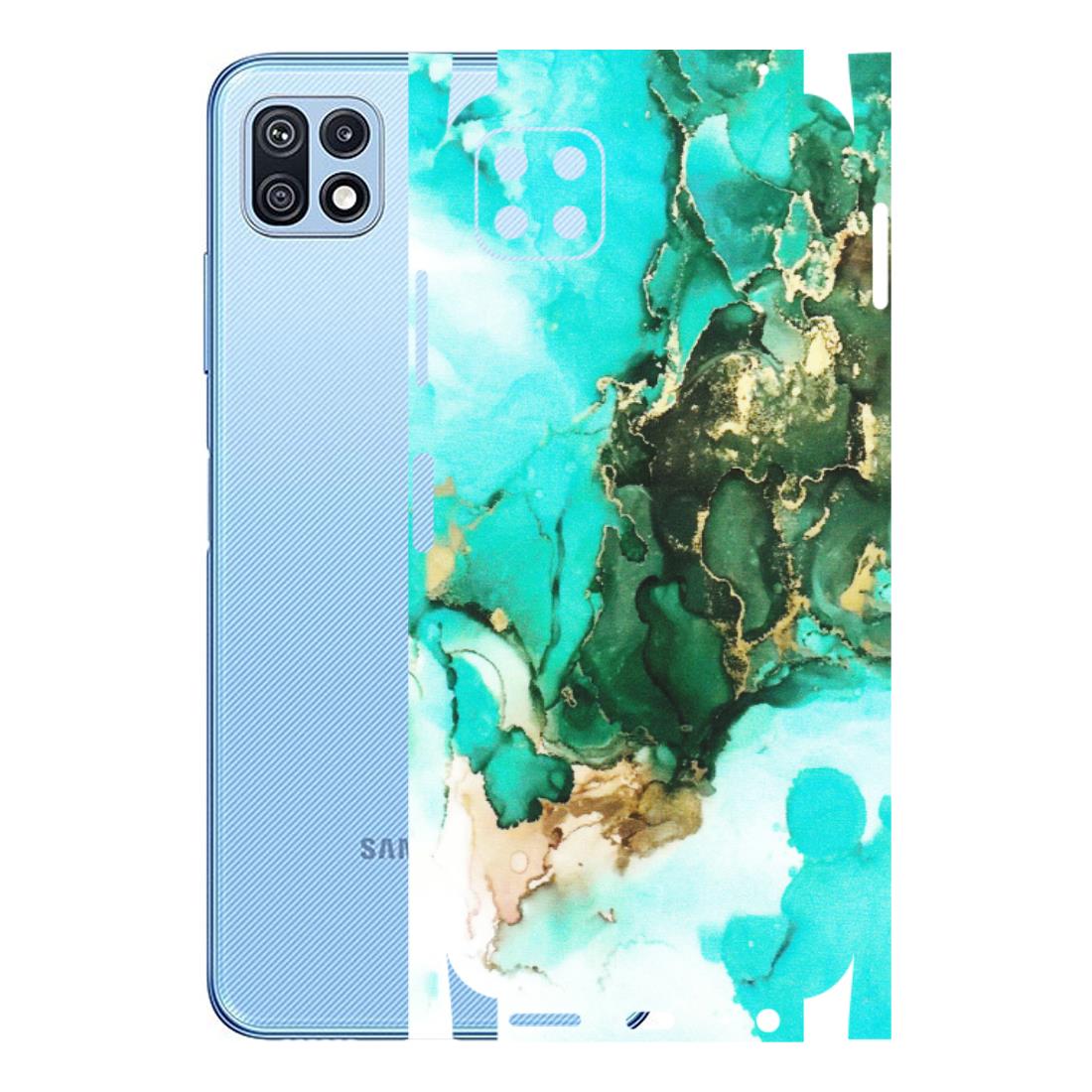 Samsung M/F/Note/Flip and C Phone Skins (All Models) - The Blue Gold Marble - Matte Finish (M-124) Samsung Galaxy F42 (5G)