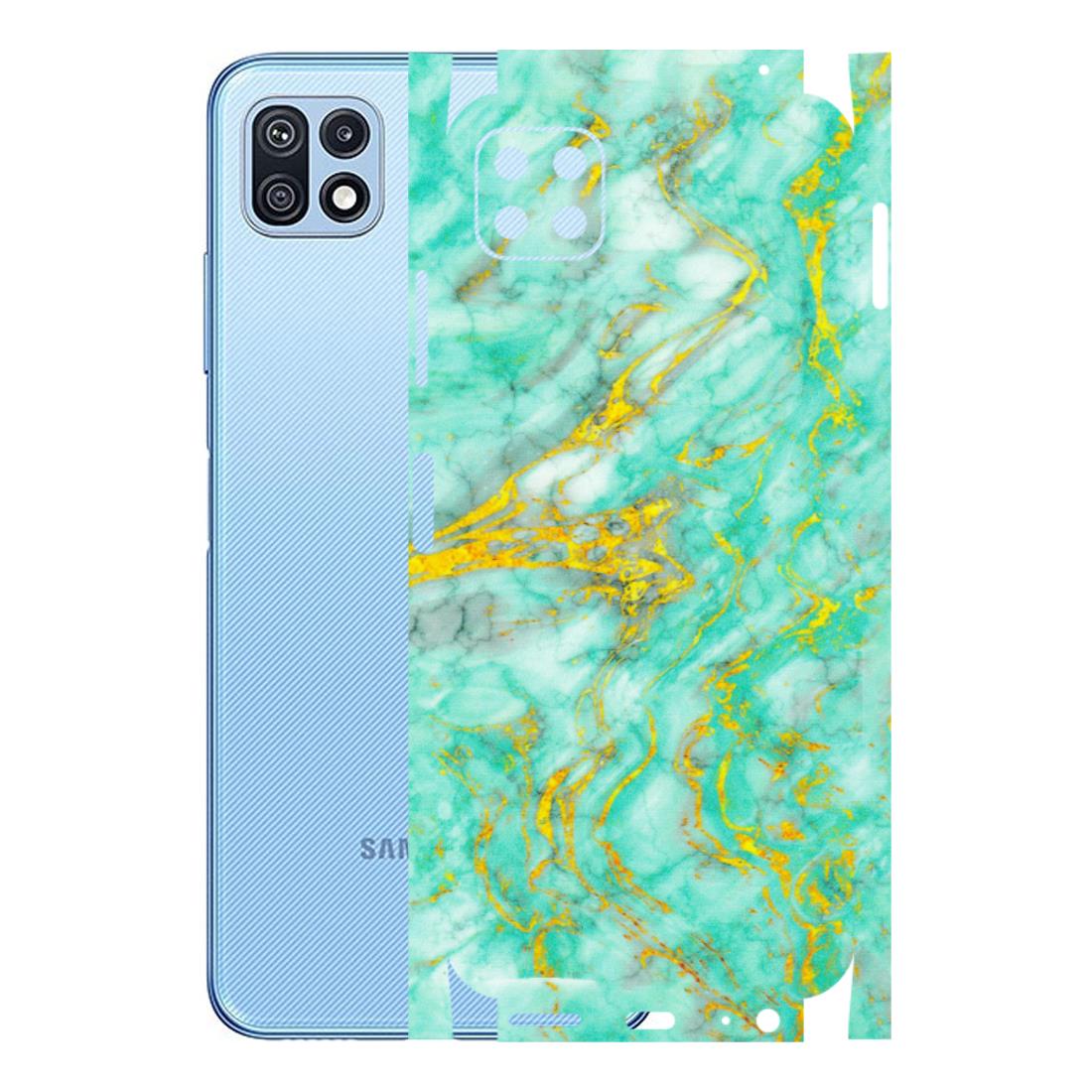 Samsung M/F/Note/Flip and C Phone Skins (All Models) - Green And Gold Marble Feel - Matte Finish (M-16) Samsung Galaxy F42 (5G)
