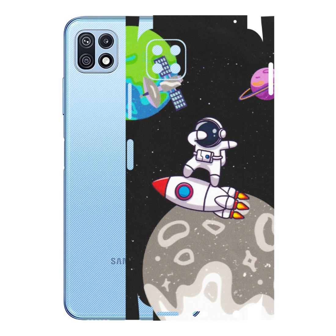 Samsung M/F/Note/Flip and C Phone Skins (All Models) - Astronaut Vibing Toon Running - Matte Finish (M-39) Samsung Galaxy F42 (5G)