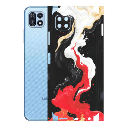 Samsung M/F/Note/Flip and C Phone Skins (All Models) - Black Red White Paint Splash Fusion - Matte Finish (M-56) Samsung Galaxy F42 (5G)