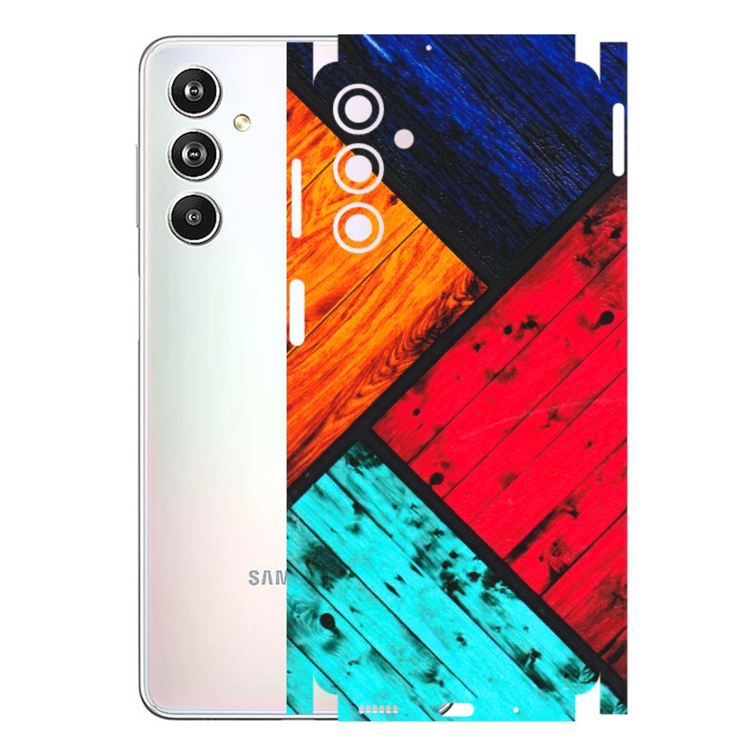 Samsung M/F/Note/Flip and C Phone Skins (All Models) - Colourful Wood Panels Abstract - 3D Embossed Finish (L-09) Samsung Galaxy F54 (5G)