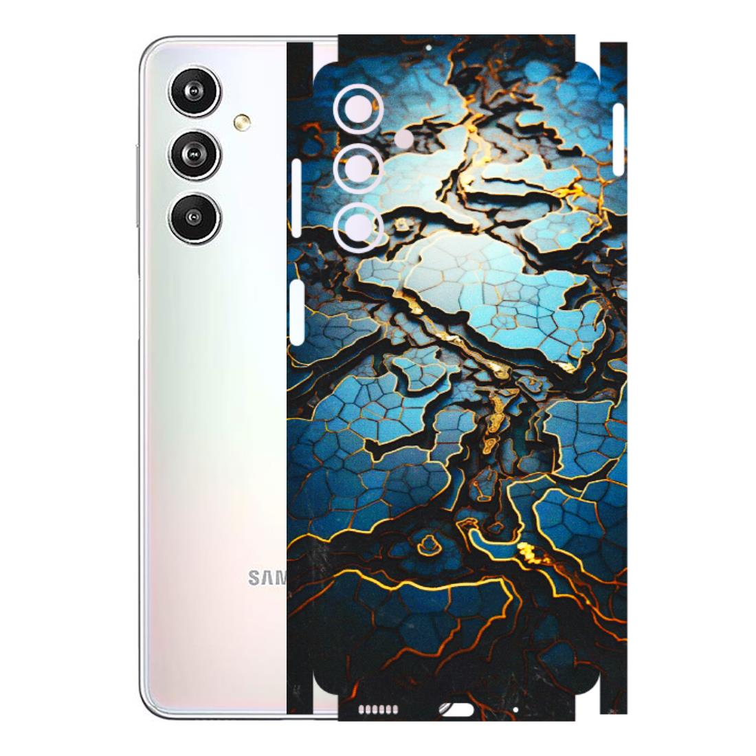 Samsung M/F/Note/Flip and C Phone Skins (All Models) - Blue Gold Abstract - 3D Embossed Finish (L-11) Samsung Galaxy F54 (5G)