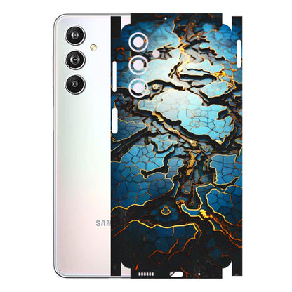 Samsung M/F/Note/Flip and C Phone Skins (All Models) - Blue Gold Abstract - 3D Embossed Finish (L-11) Samsung Galaxy F54 (5G)