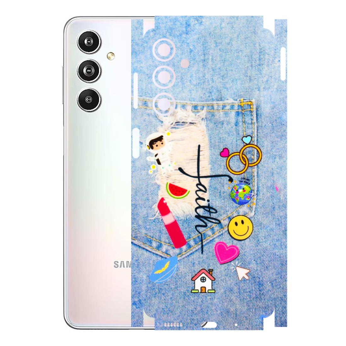 Samsung M/F/Note/Flip and C Phone Skins (All Models) - Denim Jeans Pocket - 3D Embossed Finish (L-134) Samsung Galaxy F54 (5G)