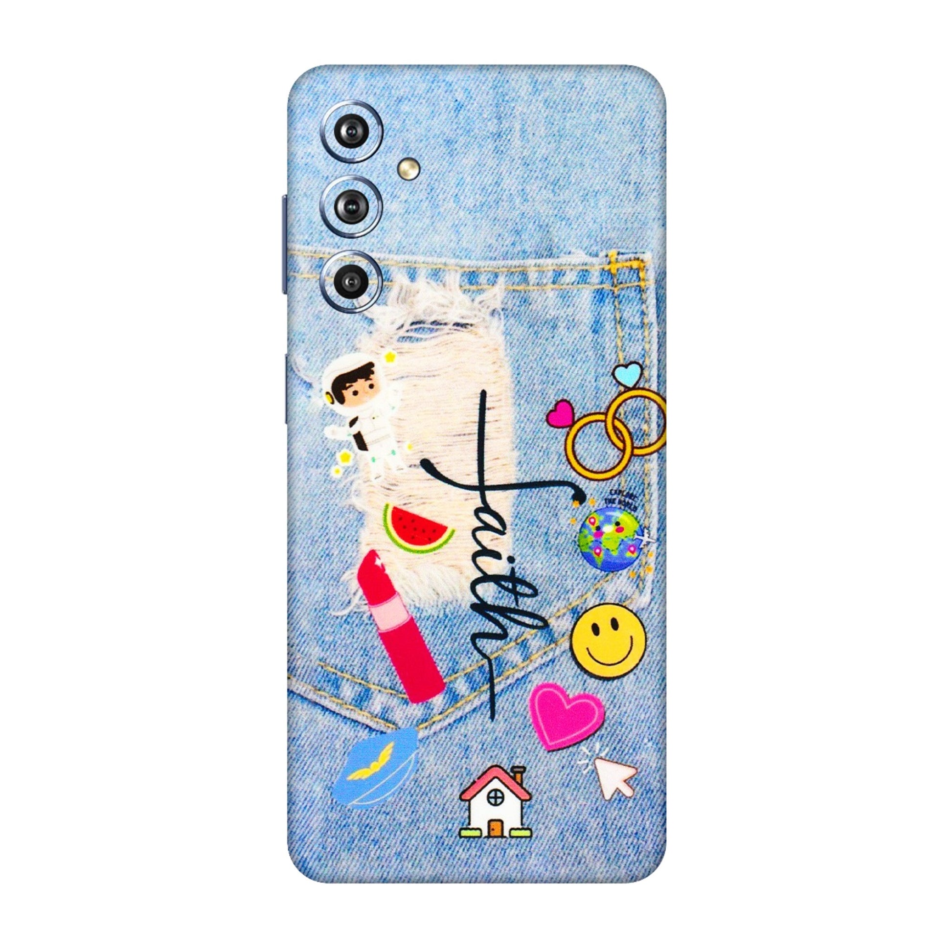 Samsung M/F/Note/Flip and C Phone Skins (All Models) - Denim Jeans Pocket - 3D Embossed Finish (L-134) Samsung Galaxy F54 (5G)