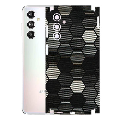 Samsung M/F/Note/Flip and C Phone Skins (All Models) - Black & White Dotted Honeycomb Texture - 3D Embossed Finish (L-202) Samsung Galaxy F54 (5G)