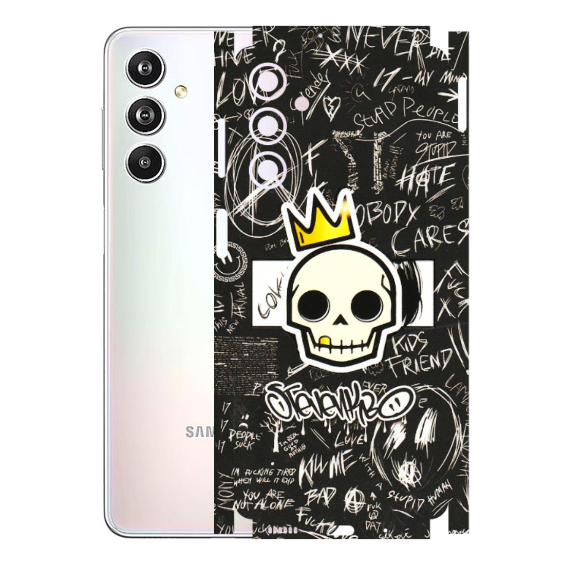 Samsung M/F/Note/Flip and C Phone Skins (All Models) - Funny Skull Black Chalk Grafitti - 3D Embossed Finish (L-22) Samsung Galaxy F54 (5G)
