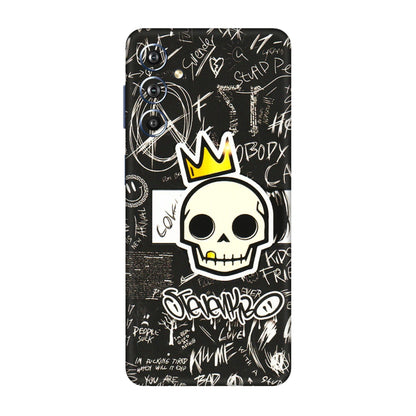 Samsung M/F/Note/Flip and C Phone Skins (All Models) - Funny Skull Black Chalk Grafitti - 3D Embossed Finish (L-22) Samsung Galaxy F54 (5G)