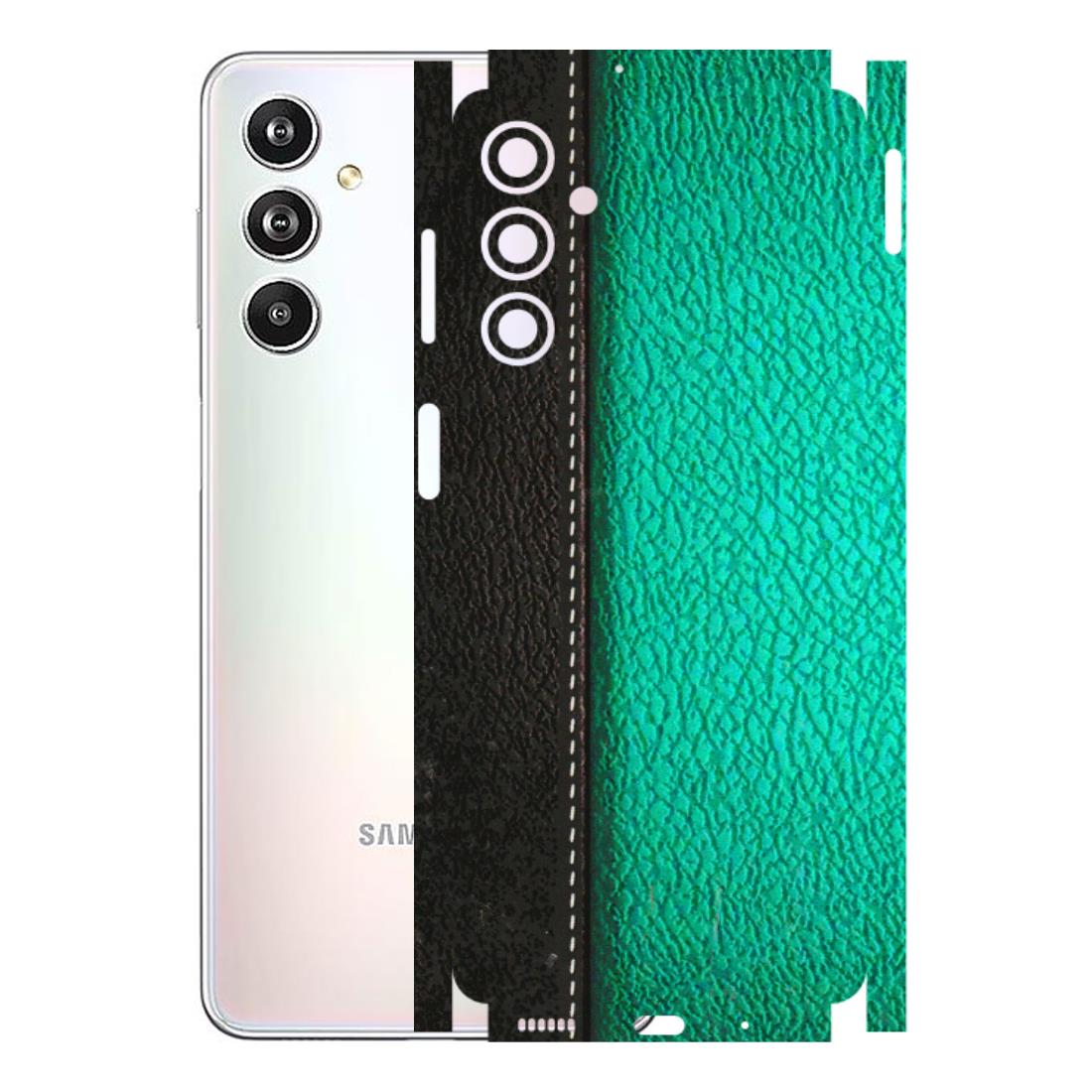 Samsung M/F/Note/Flip and C Phone Skins (All Models) - Black Green Dual Leather Stich - 3D Embossed Finish (L-233) Samsung Galaxy F54 (5G)