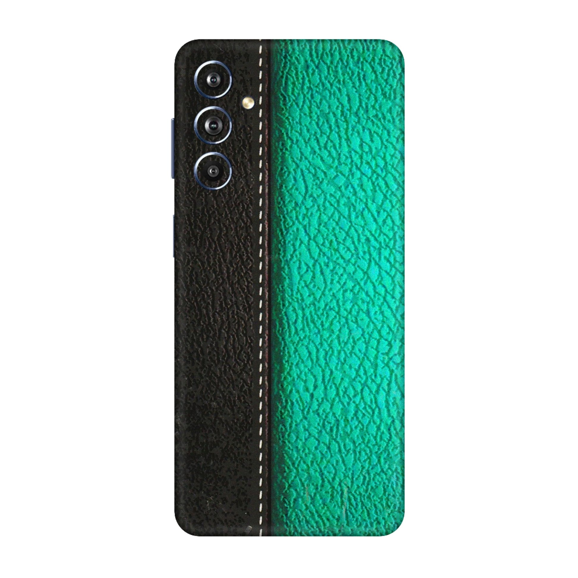 Samsung M/F/Note/Flip and C Phone Skins (All Models) - Black Green Dual Leather Stich - 3D Embossed Finish (L-233) Samsung Galaxy F54 (5G)