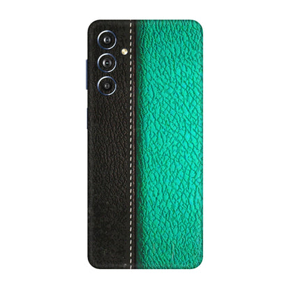 Samsung M/F/Note/Flip and C Phone Skins (All Models) - Black Green Dual Leather Stich - 3D Embossed Finish (L-233) Samsung Galaxy F54 (5G)