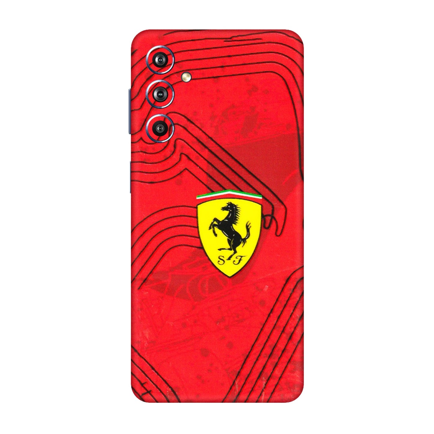 Samsung M/F/Note/Flip and C Phone Skins (All Models) - Red Ferrari Logo Stylish - 3D Embossed Finish (L-238) Samsung Galaxy F54 (5G)