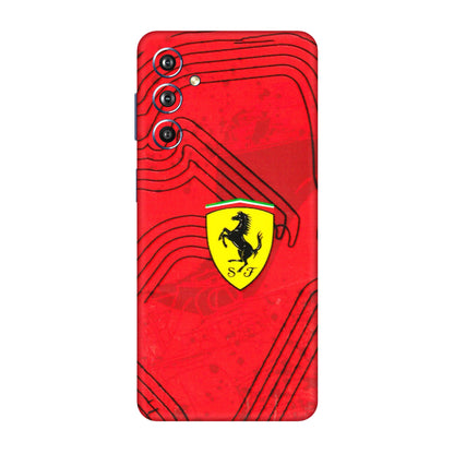 Samsung M/F/Note/Flip and C Phone Skins (All Models) - Red Ferrari Logo Stylish - 3D Embossed Finish (L-238) Samsung Galaxy F54 (5G)