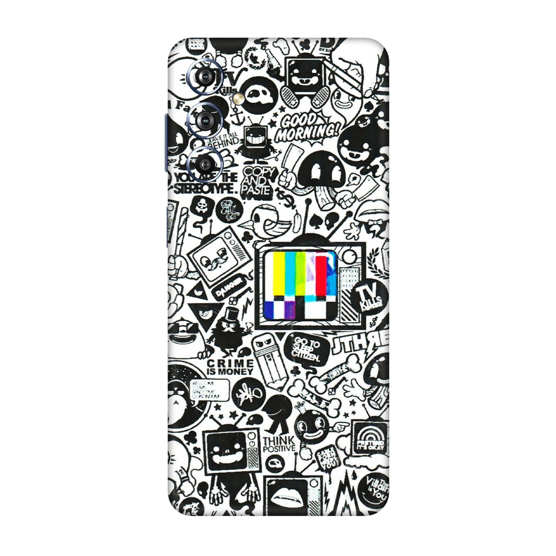 Samsung M/F/Note/Flip and C Phone Skins (All Models) - Doodles Positive Art - 3D Embossed Finish (L-263) Samsung Galaxy F54 (5G)