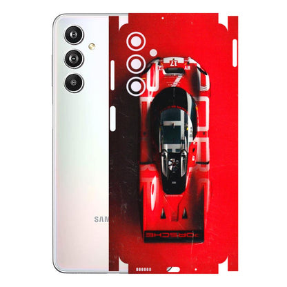 Samsung M/F/Note/Flip and C Phone Skins (All Models) - Red Porsche Car Logo - 3D Embossed Finish (L-315) Samsung Galaxy F54 (5G)