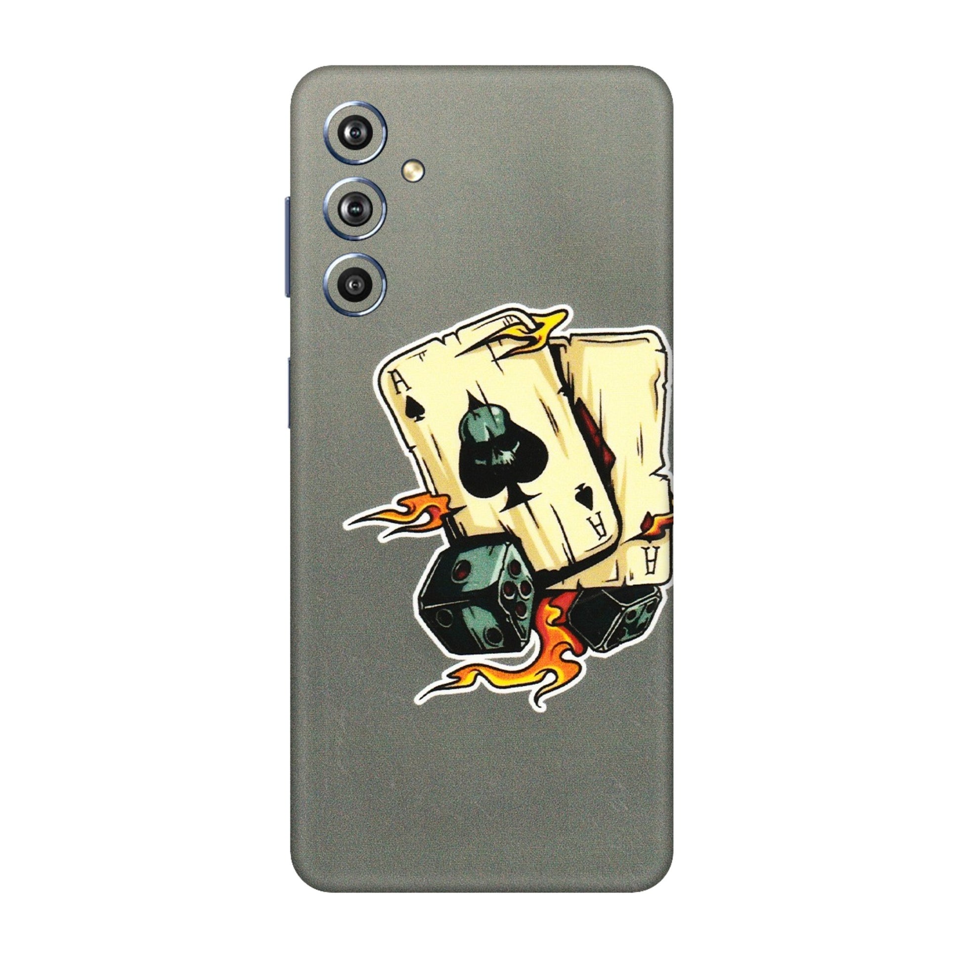 Samsung M/F/Note/Flip and C Phone Skins (All Models) - Grey Cards Of Ace - 3D Embossed Finish (L-77) Samsung Galaxy F54 (5G)
