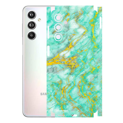 Samsung M/F/Note/Flip and C Phone Skins (All Models) - Green And Gold Marble Feel - Matte Finish (M-16) Samsung Galaxy F54 (5G)