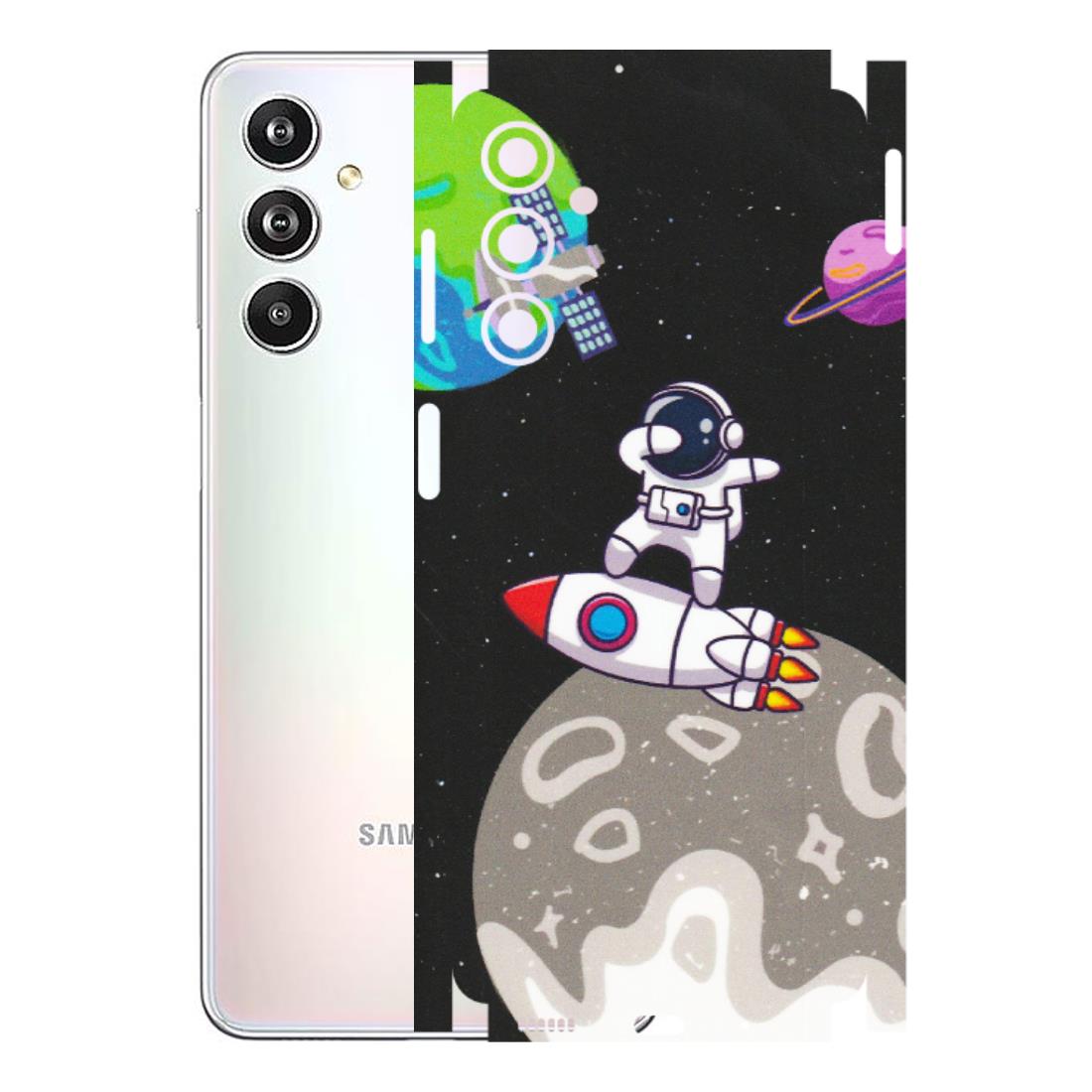 Samsung M/F/Note/Flip and C Phone Skins (All Models) - Astronaut Vibing Toon Running - Matte Finish (M-39) Samsung Galaxy F54 (5G)