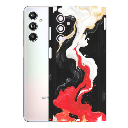 Samsung M/F/Note/Flip and C Phone Skins (All Models) - Black Red White Paint Splash Fusion - Matte Finish (M-56) Samsung Galaxy F54 (5G)