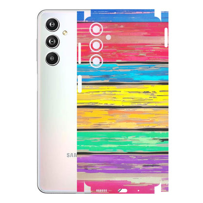 Samsung M/F/Note/Flip and C Phone Skins (All Models) - Multi Colour Wooden Wall - Matte Finish (M-96) Samsung Galaxy F54 (5G)