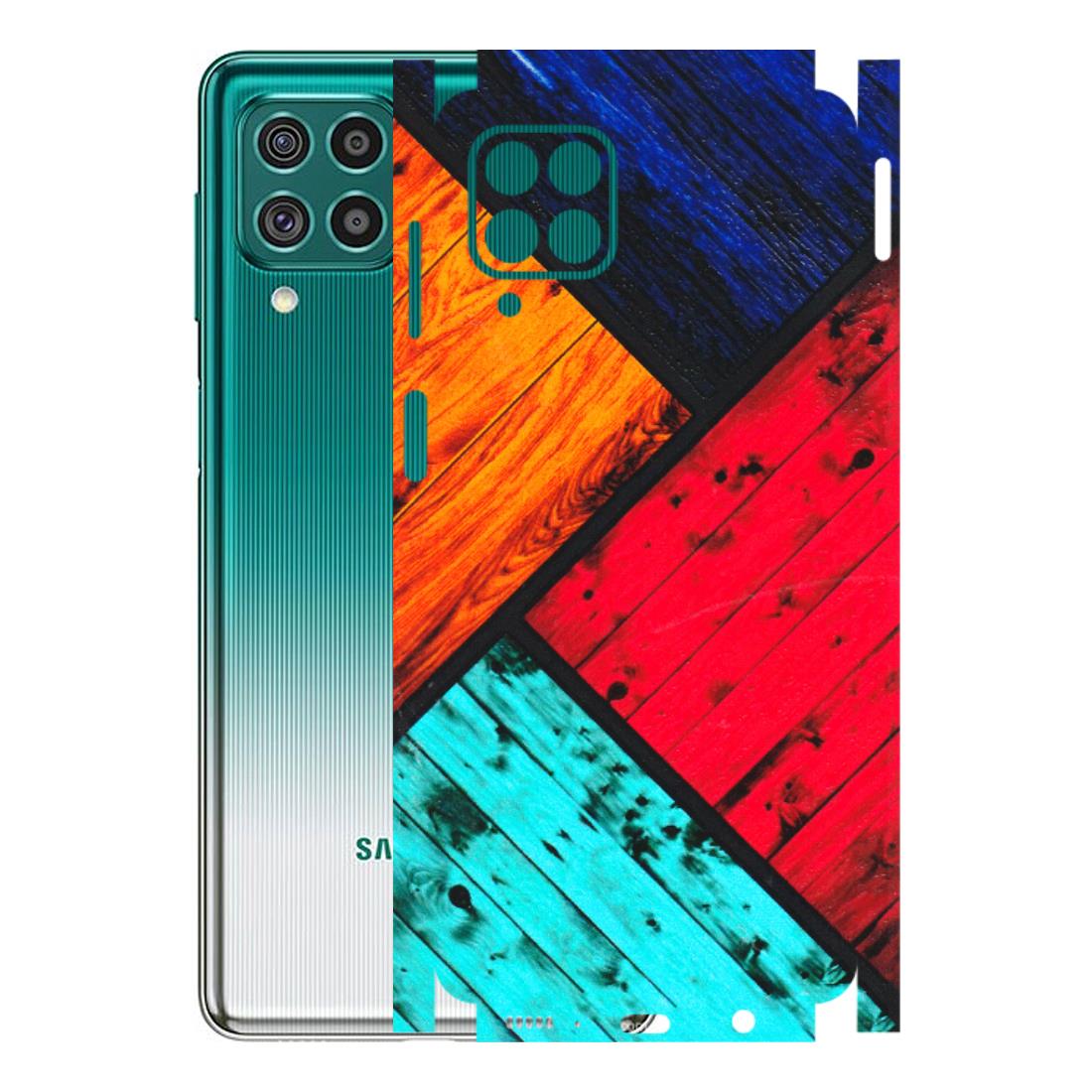 Samsung M/F/Note/Flip and C Phone Skins (All Models) - Colourful Wood Panels Abstract - 3D Embossed Finish (L-09) Samsung Galaxy F62